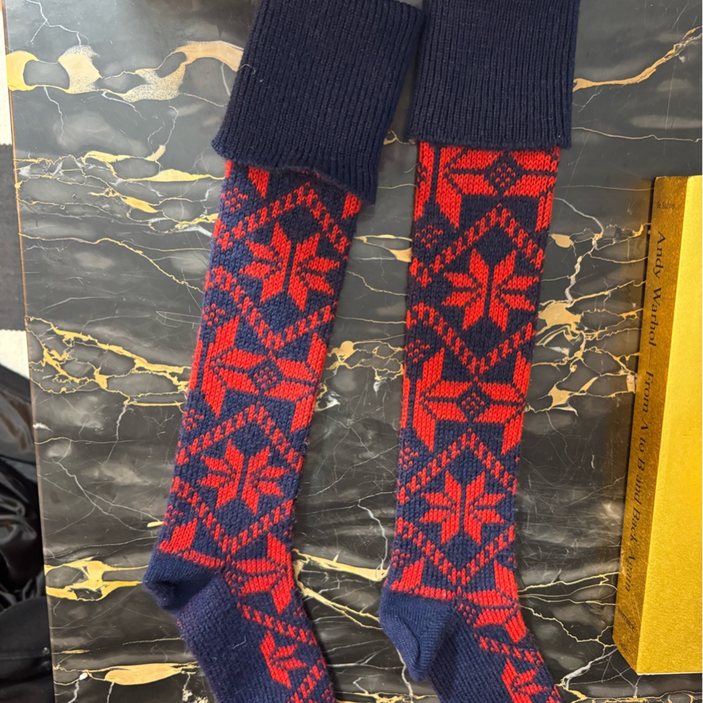 Cozy Red and Blue Vintage Wigwam cross Country Wool Blend Ski Socks